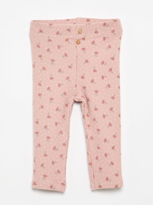 Gerippte lange Leggings mit Muster - Kiabi