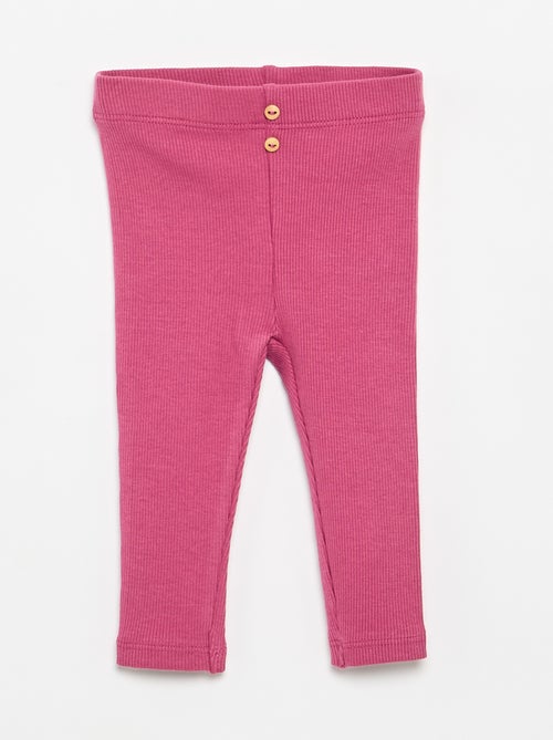 Gerippte Leggings mit Knöpfen - Kiabi