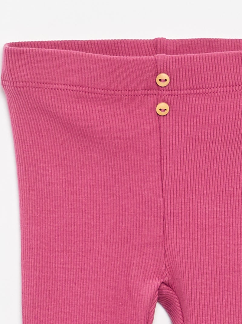 Gerippte Leggings mit Knöpfen Lila - Kiabi