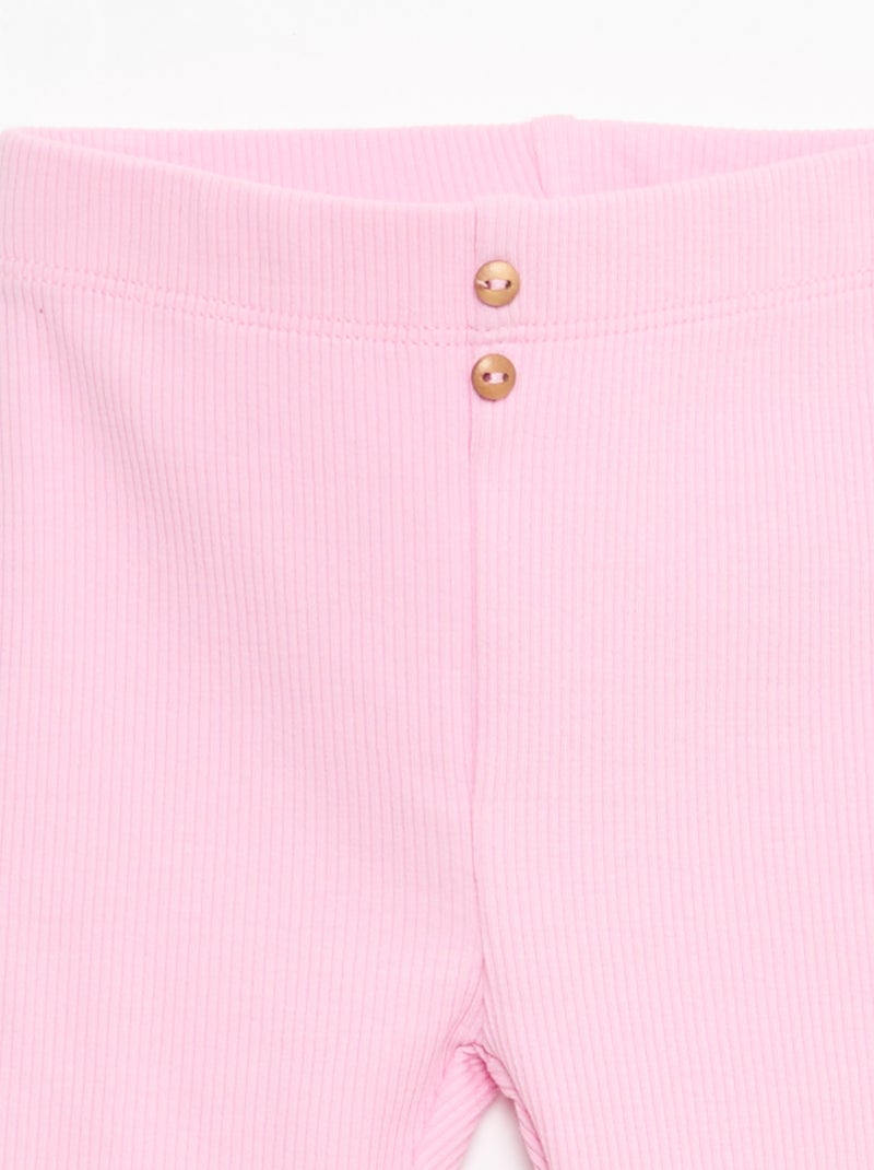 Gerippte Leggings mit Knöpfen Rosa - Kiabi