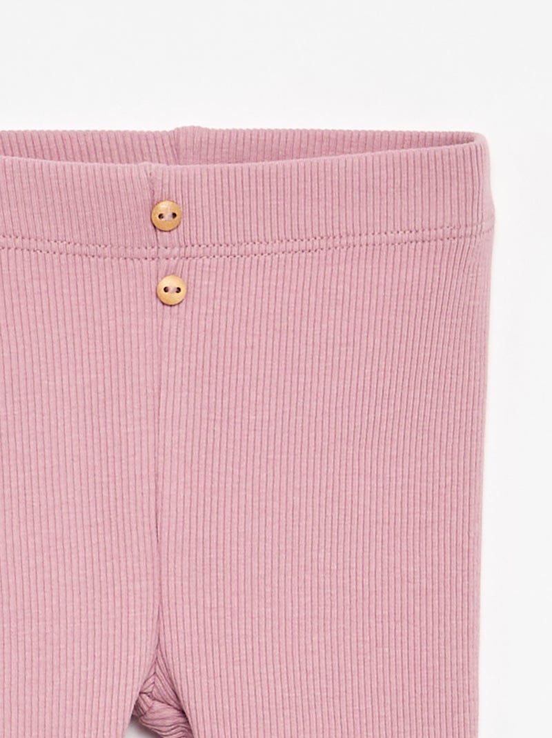 Gerippte Leggings mit Knöpfen Rosa - Kiabi