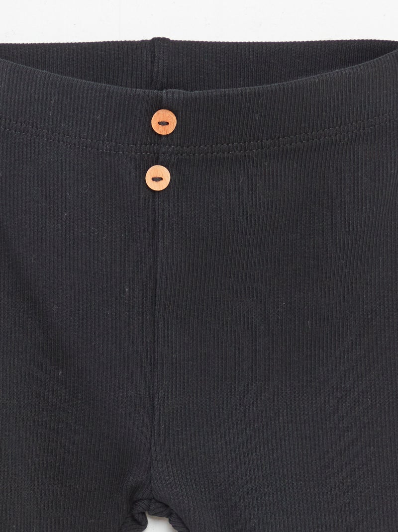 Gerippte Leggings mit Knöpfen Schwarz - Kiabi