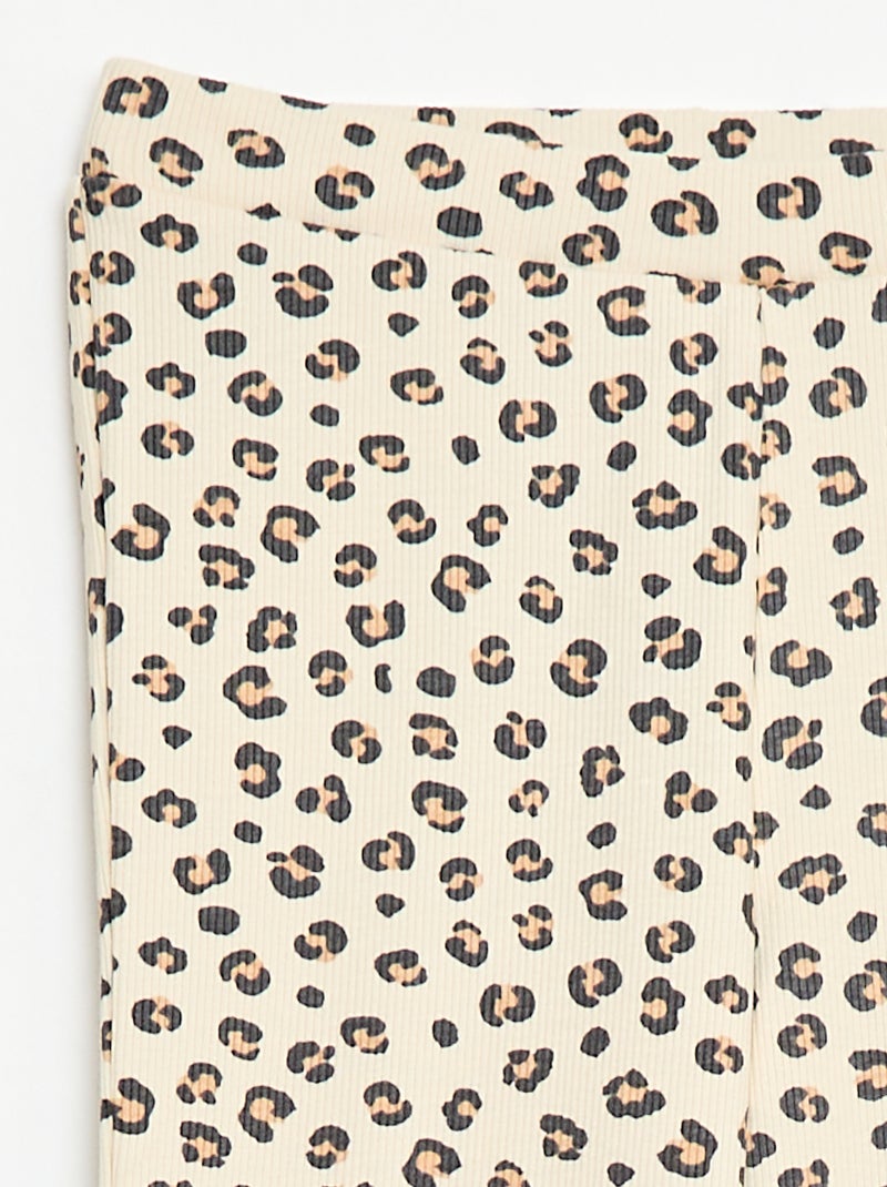 Gerippte Leggings mit Muster Beige - Kiabi