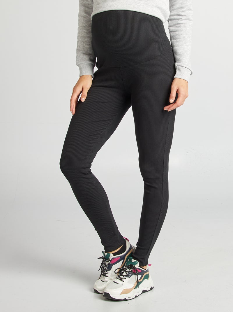 Gerippte Umstandsleggings Schwarz - Kiabi