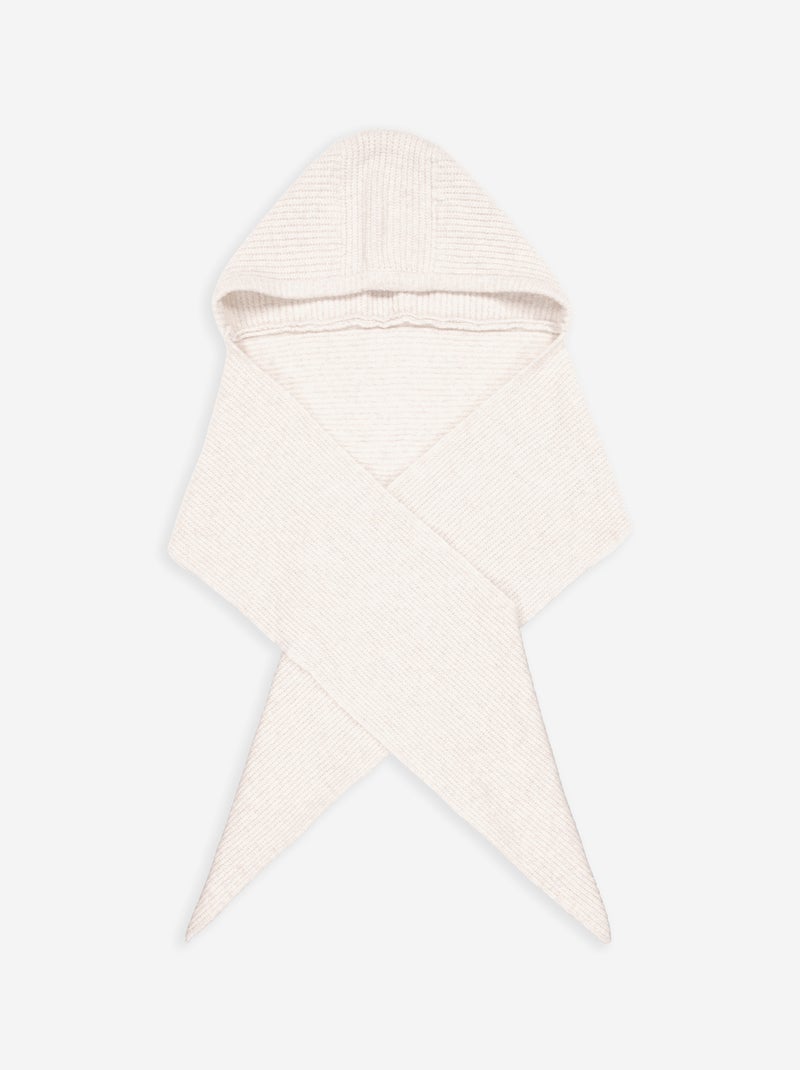 Gerippter Strickschal mit integrierter Kapuze Beige - Kiabi