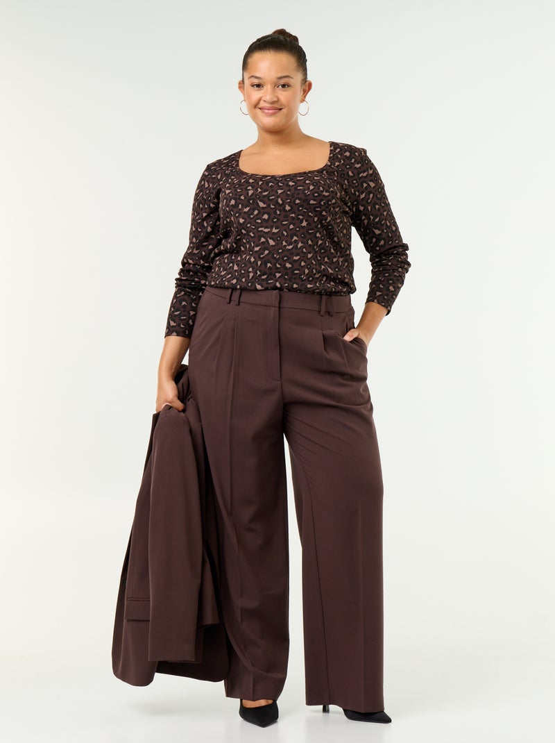 Geripptes Basic-T-Shirt Marron - Kiabi