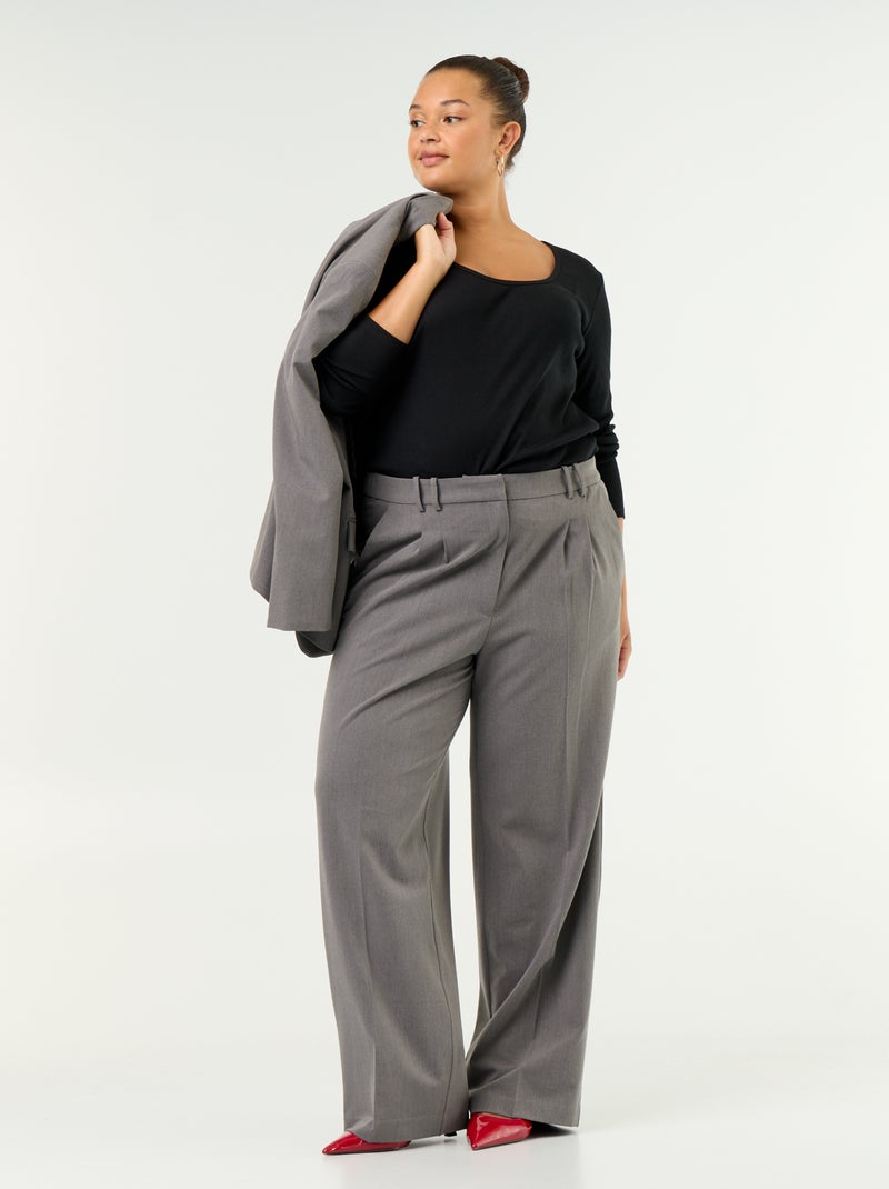 Geripptes Basic-T-Shirt Noir - Kiabi