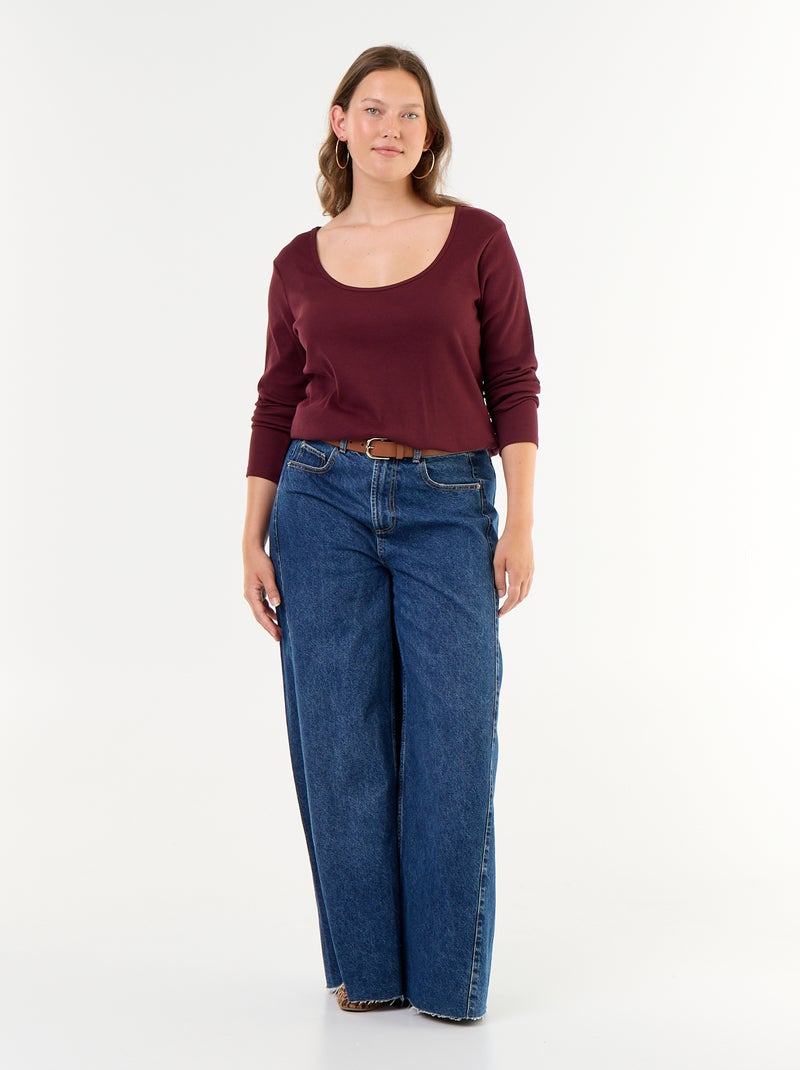 Geripptes Basic-T-Shirt Rouge - Kiabi
