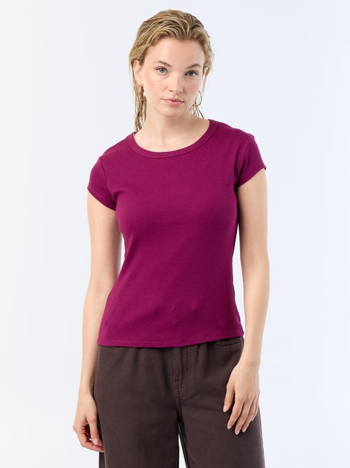 Geripptes Kurzarm-Jersey-T-Shirt - Kiabi