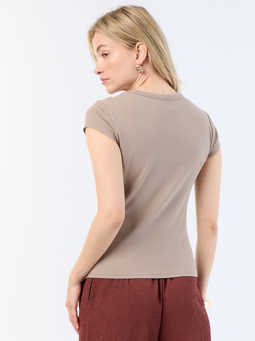 Geripptes Kurzarm-Jersey-T-Shirt - Kiabi