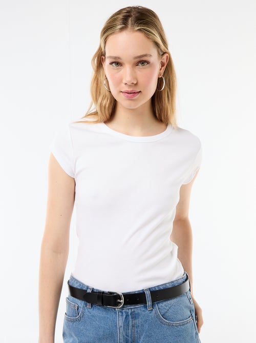 Geripptes Kurzarm-Jersey-T-Shirt - Kiabi