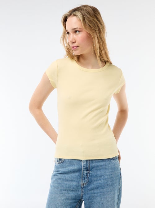 Geripptes Kurzarm-T-Shirt aus Jersey - Kiabi