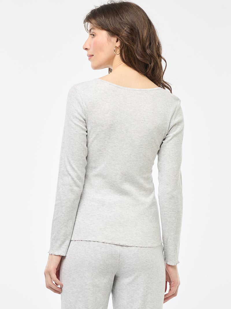 Geripptes Pyjama-T-Shirt Grau - Kiabi