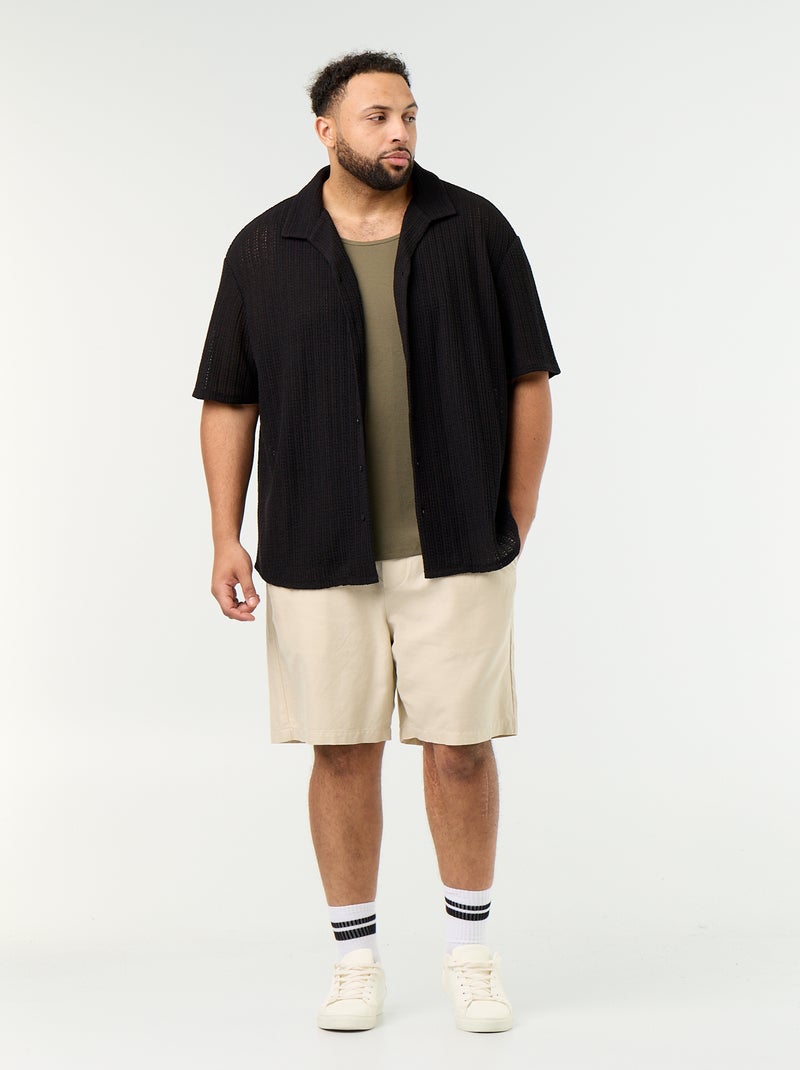 Geripptes Regular Fit Tanktop Khaki - Kiabi