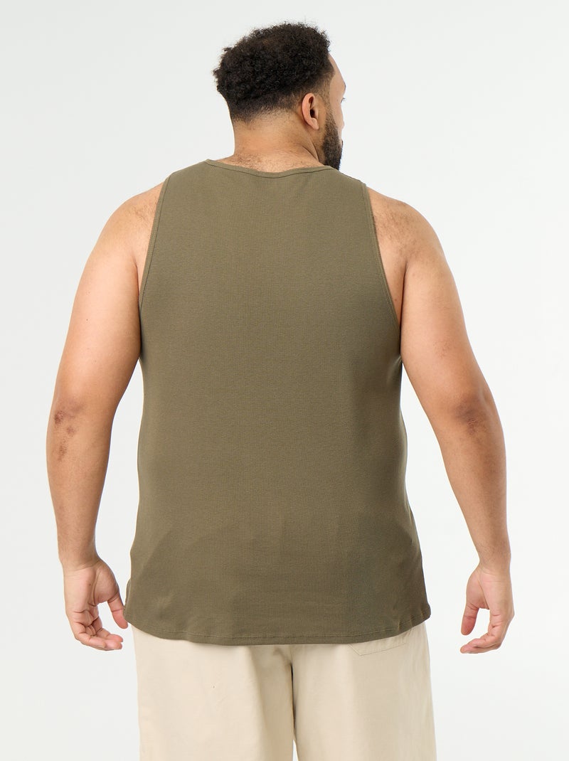 Geripptes Regular Fit Tanktop Khaki - Kiabi