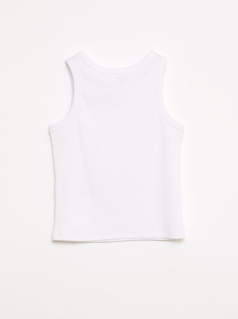 Geripptes Rundhals-Tanktop Weiß - Kiabi