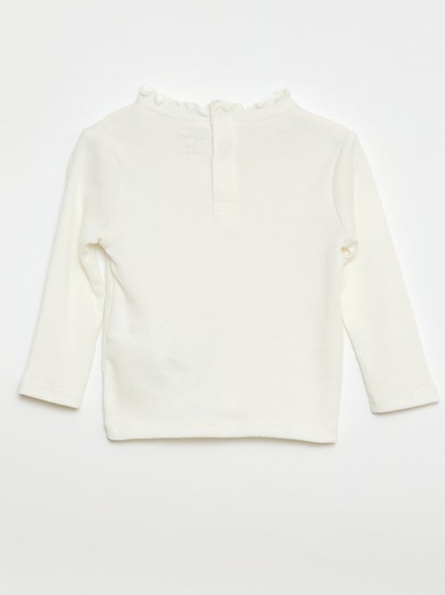 Geripptes T-Shirt mit Wellenkragel - Kiabi