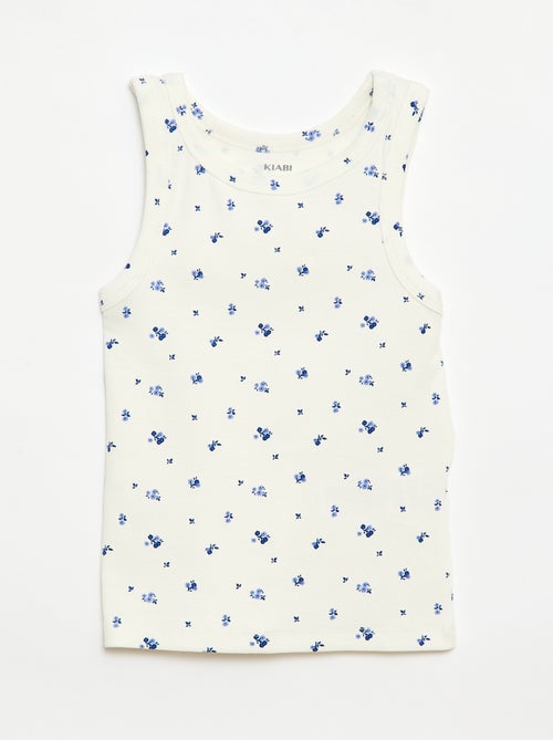 Geripptes Tanktop mit Allover-Print - Kiabi