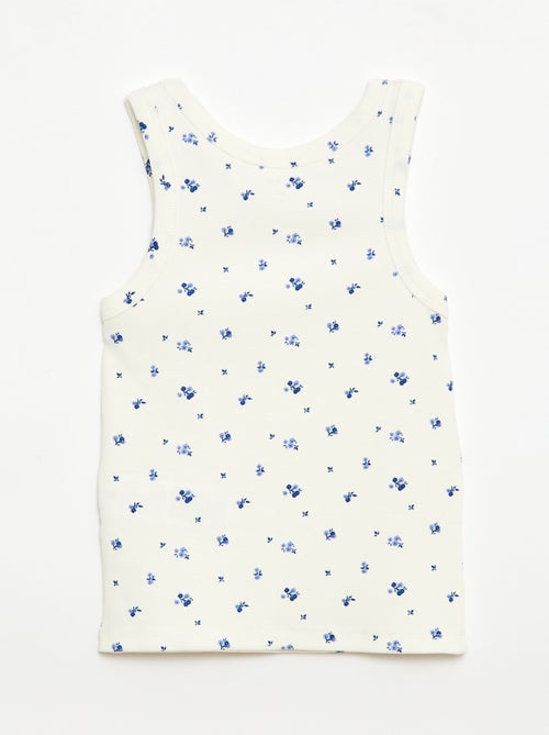 Geripptes Tanktop mit Allover-Print - Kiabi