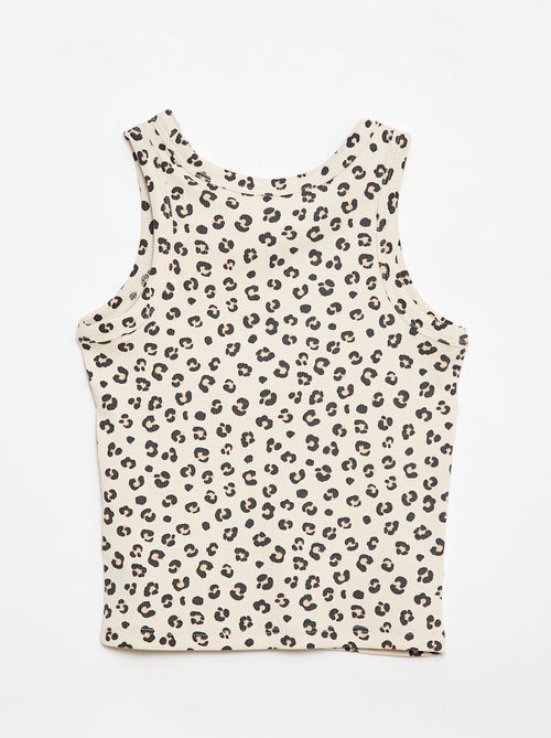 Geripptes Tanktop mit Allover-Print - Kiabi