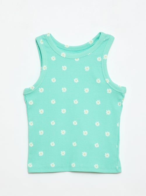 Geripptes Tanktop mit Allover-Print - Kiabi