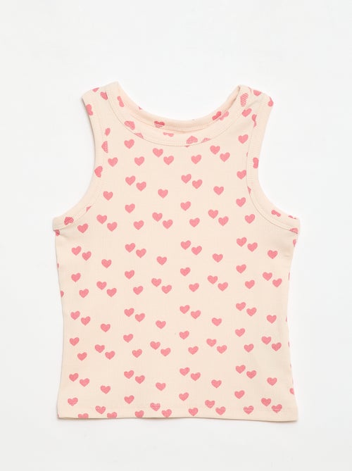 Geripptes Tanktop mit Allover-Print - Kiabi