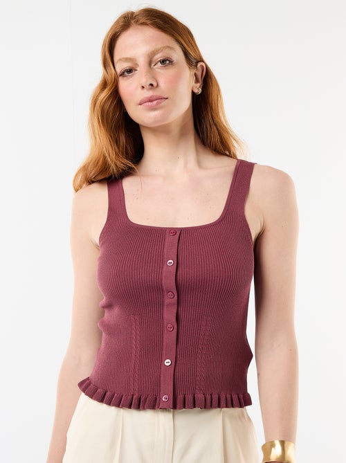 Geripptes Tanktop mit Zierknopfleiste vorne - Kiabi