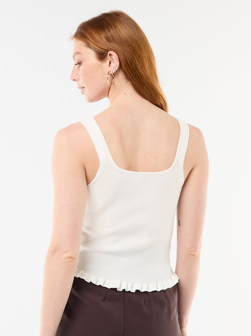 Geripptes Tanktop mit Zierknopfleiste vorne - Kiabi