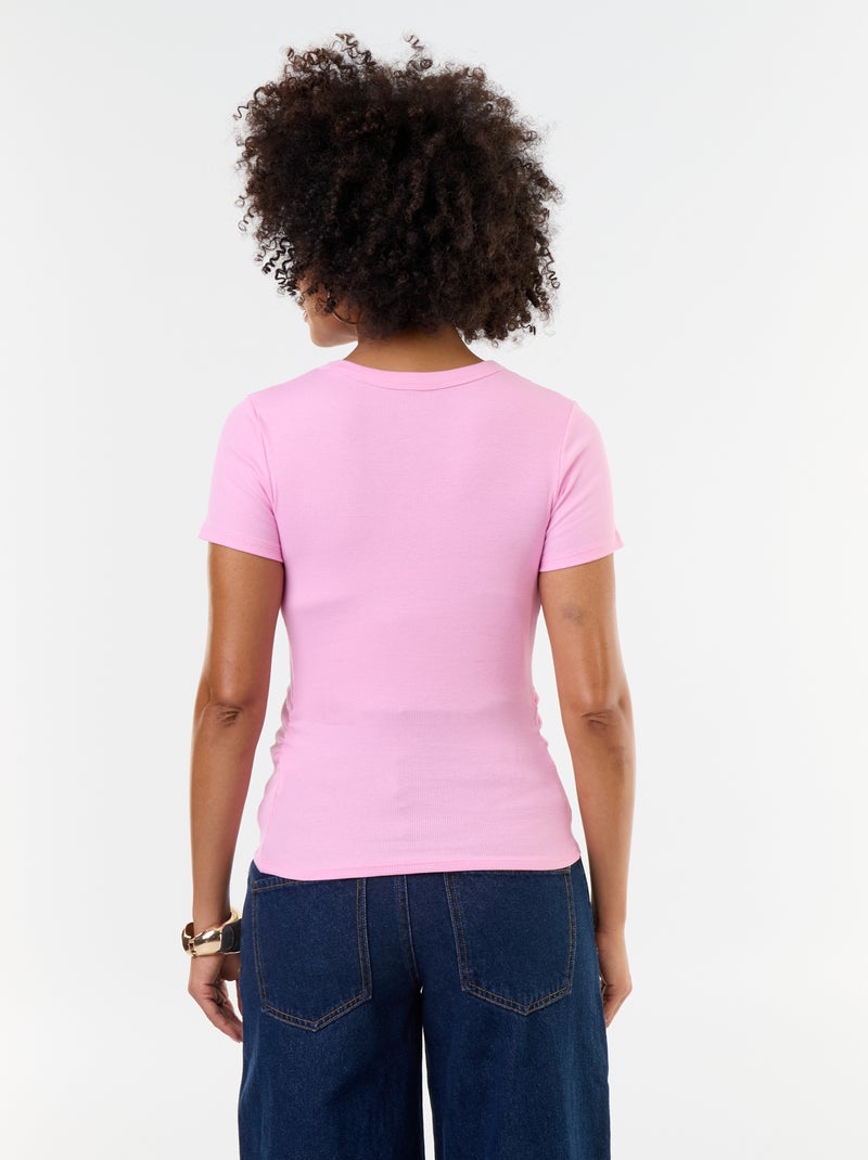 Geripptes Umstands-T-Shirt Rose - Kiabi