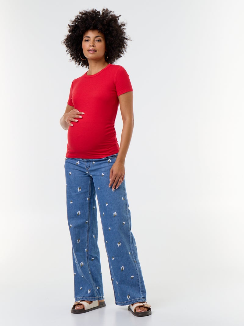 Geripptes Umstands-T-Shirt Rouge - Kiabi