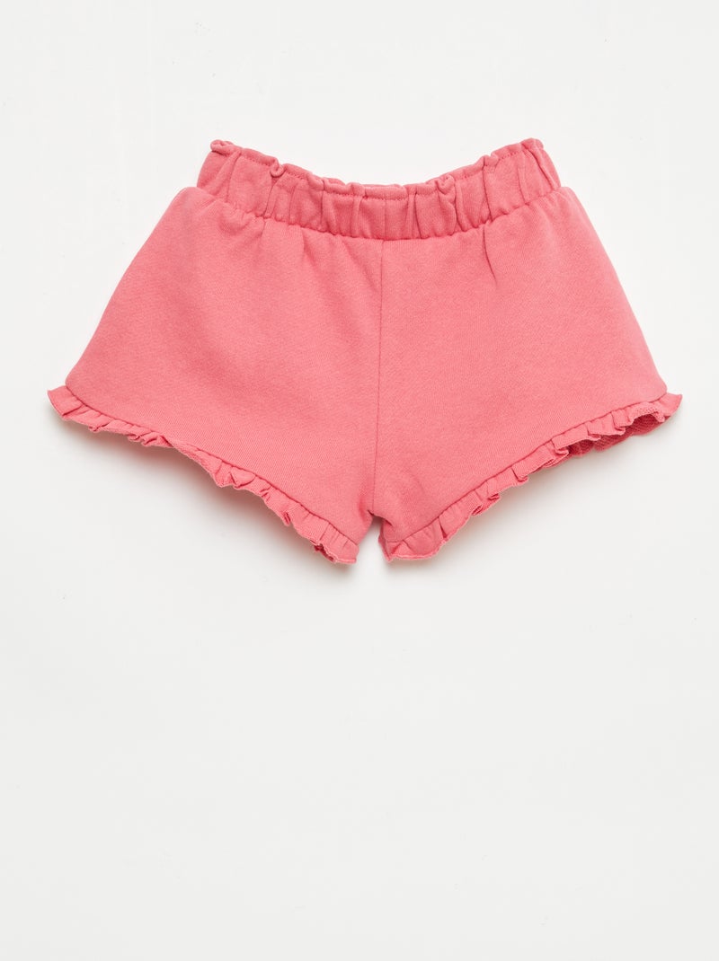 Gerüschter Short mit Taillenschleife Fuchsie - Kiabi