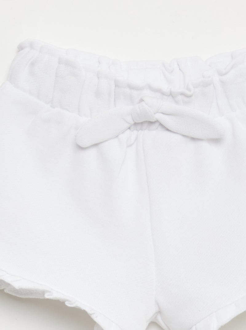 Gerüschter Short mit Taillenschleife Weiß - Kiabi