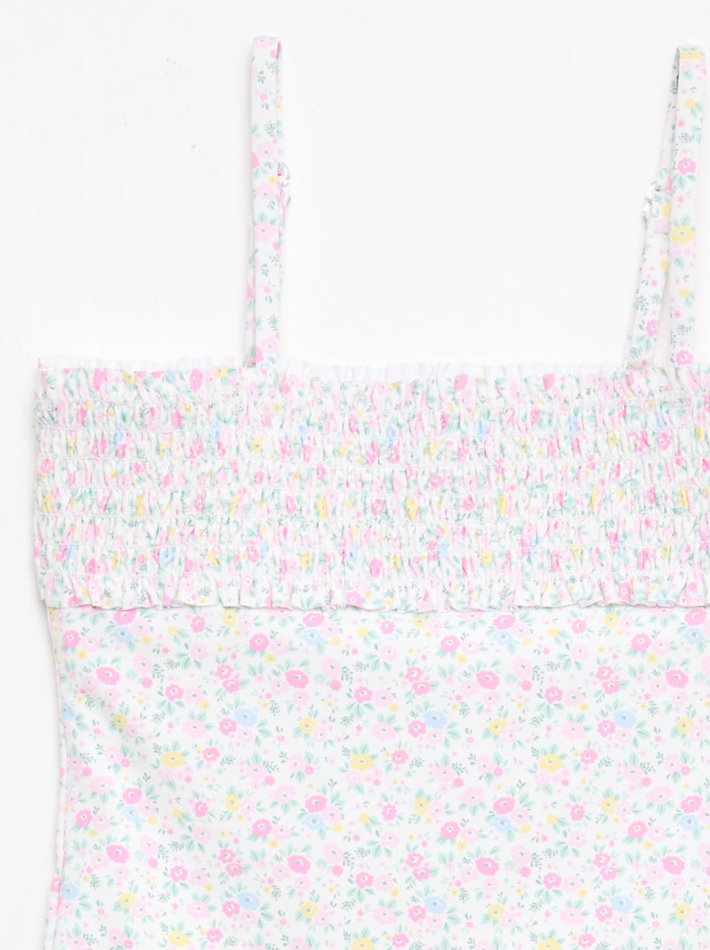 Gesmokter Badeanzug mit Scrunchie Weiß - Kiabi