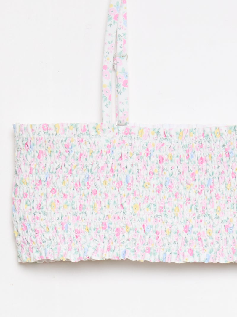 Gesmokter Blumen-Bikini – 2-teilig Weiß - Kiabi