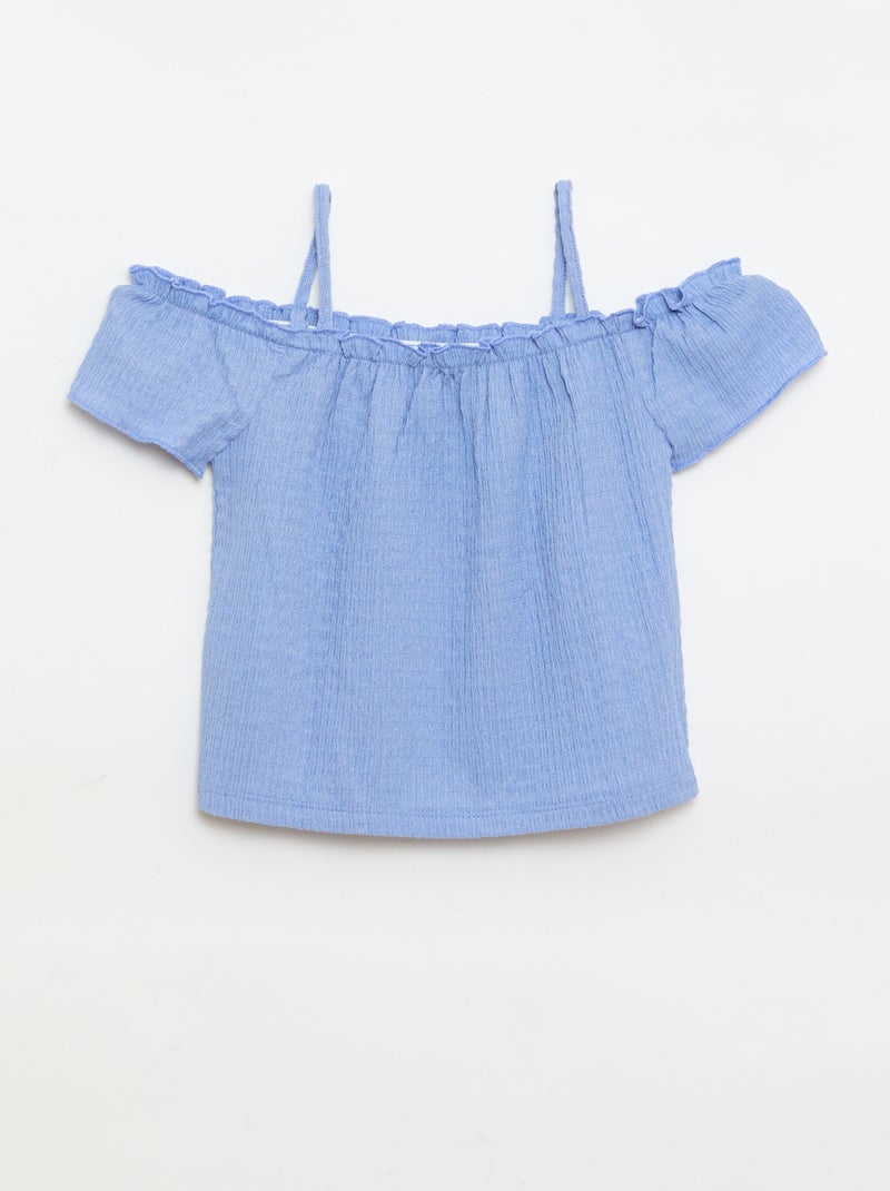 Gesmoktes Top mit Spaghettiträgern Blau - Kiabi