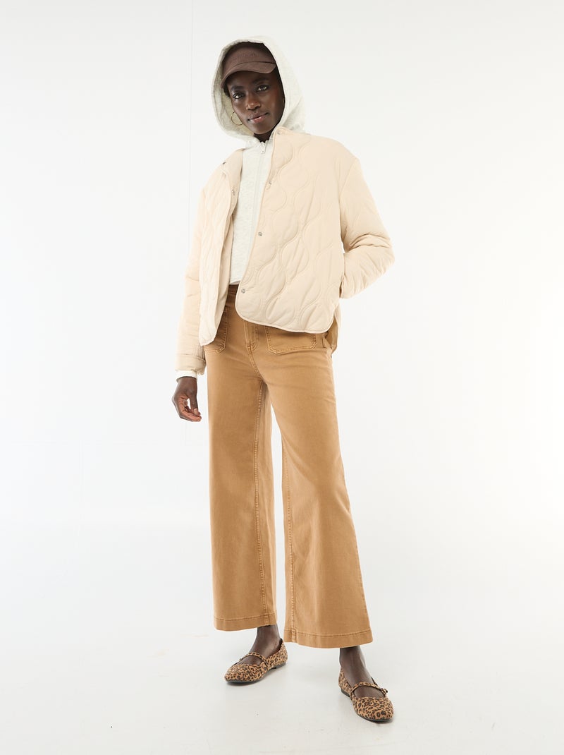 Gesteppte Jacke mit abnehmbarer Blende Beige - Kiabi