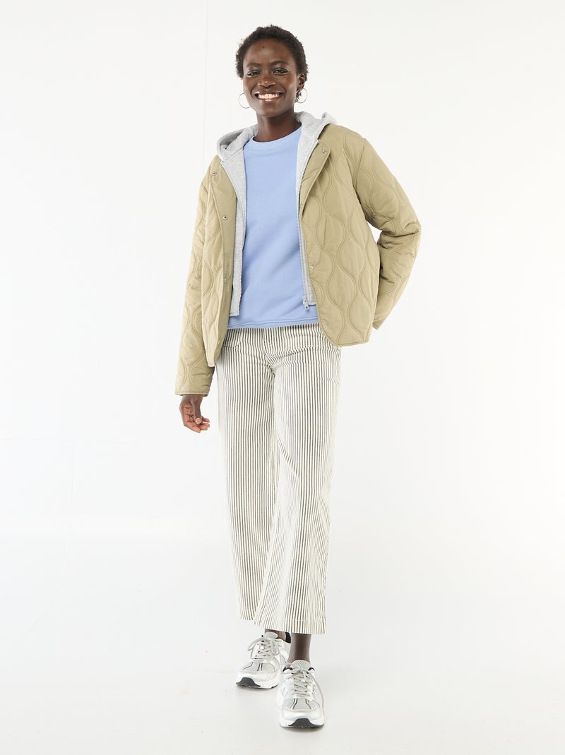 Gesteppte Jacke mit abnehmbarer Blende Khaki - Kiabi