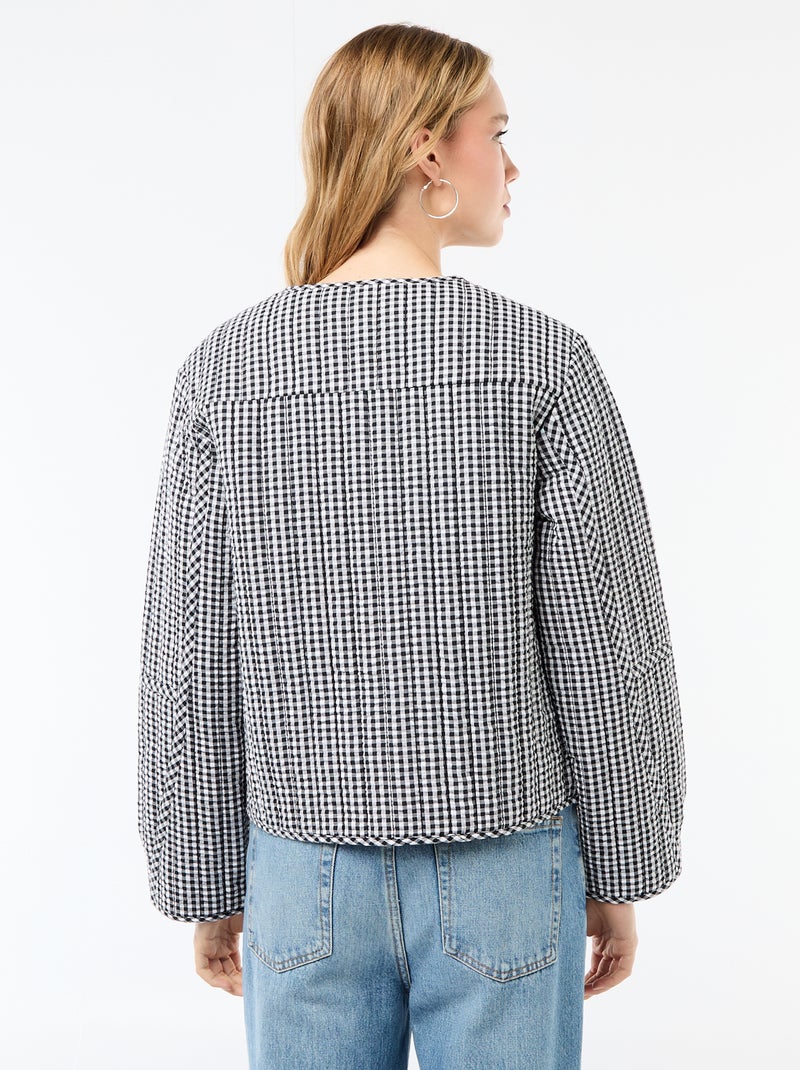 Gesteppte Jacke mit Karomuster Schwarz - Kiabi