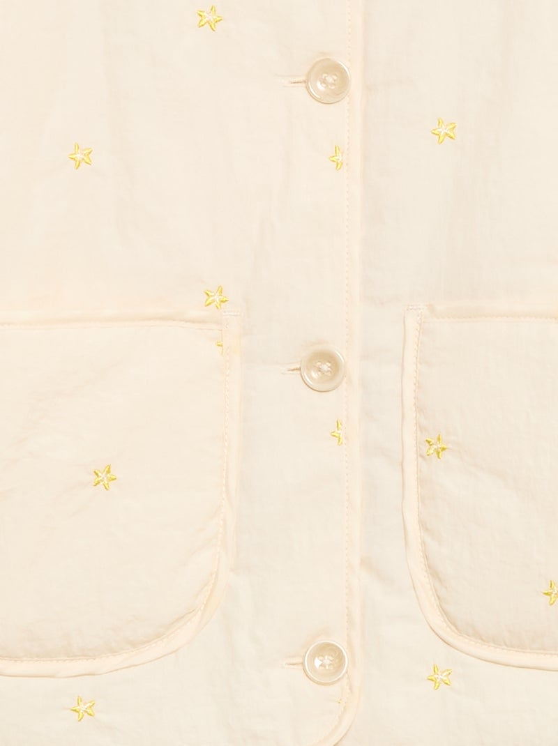 Gesteppte Jacke mit Stickmotiv Beige - Kiabi