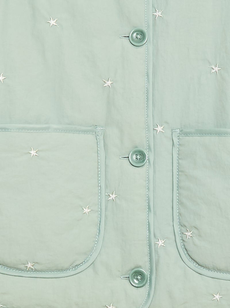 Gesteppte Jacke mit Stickmotiv Grün - Kiabi