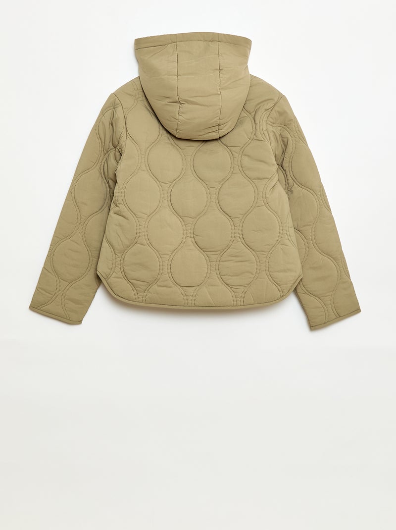 Gesteppte Kapuzenjacke Khaki - Kiabi