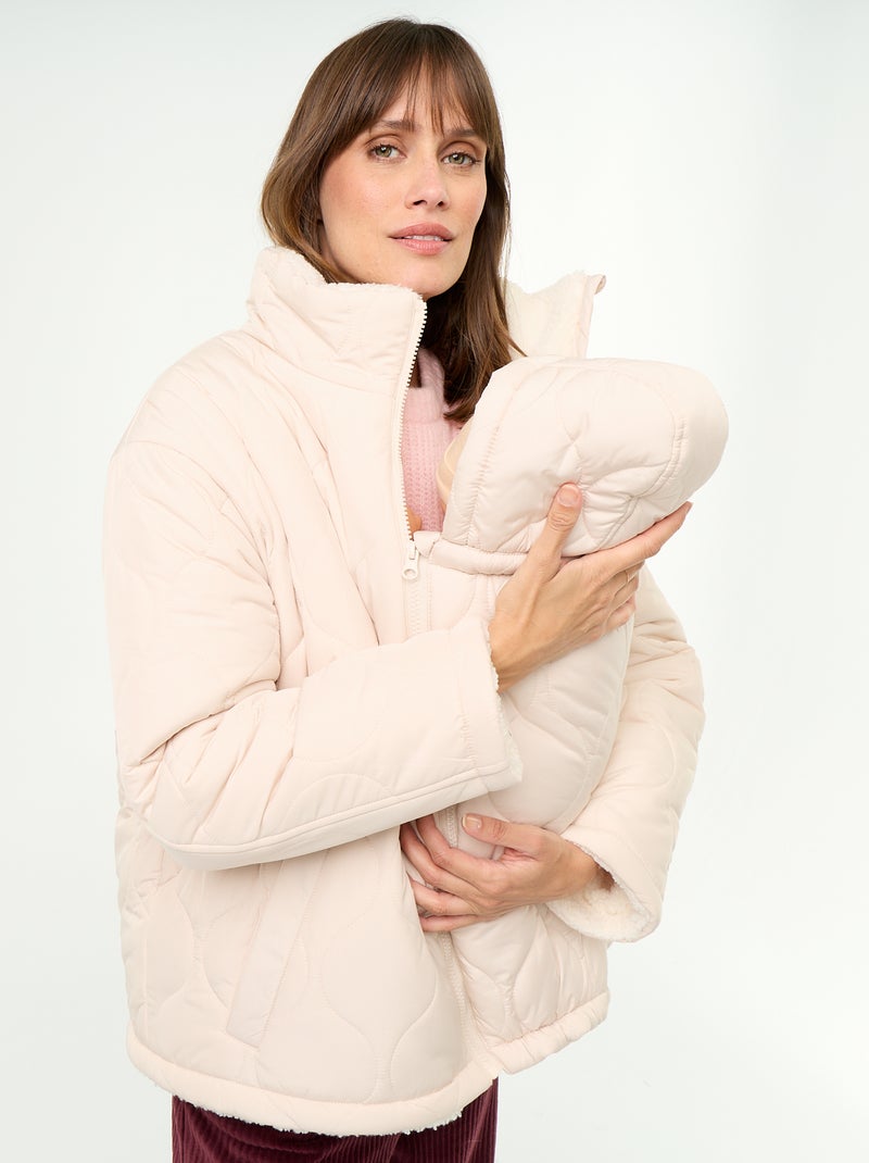 Gesteppte Umstands-Steppjacke mit Sherpa-Innenfutter Beige - Kiabi