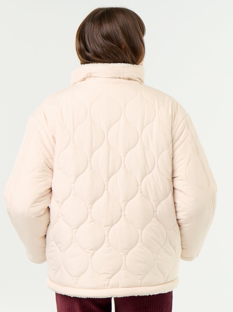 Gesteppte Umstands-Steppjacke mit Sherpa-Innenfutter Beige - Kiabi
