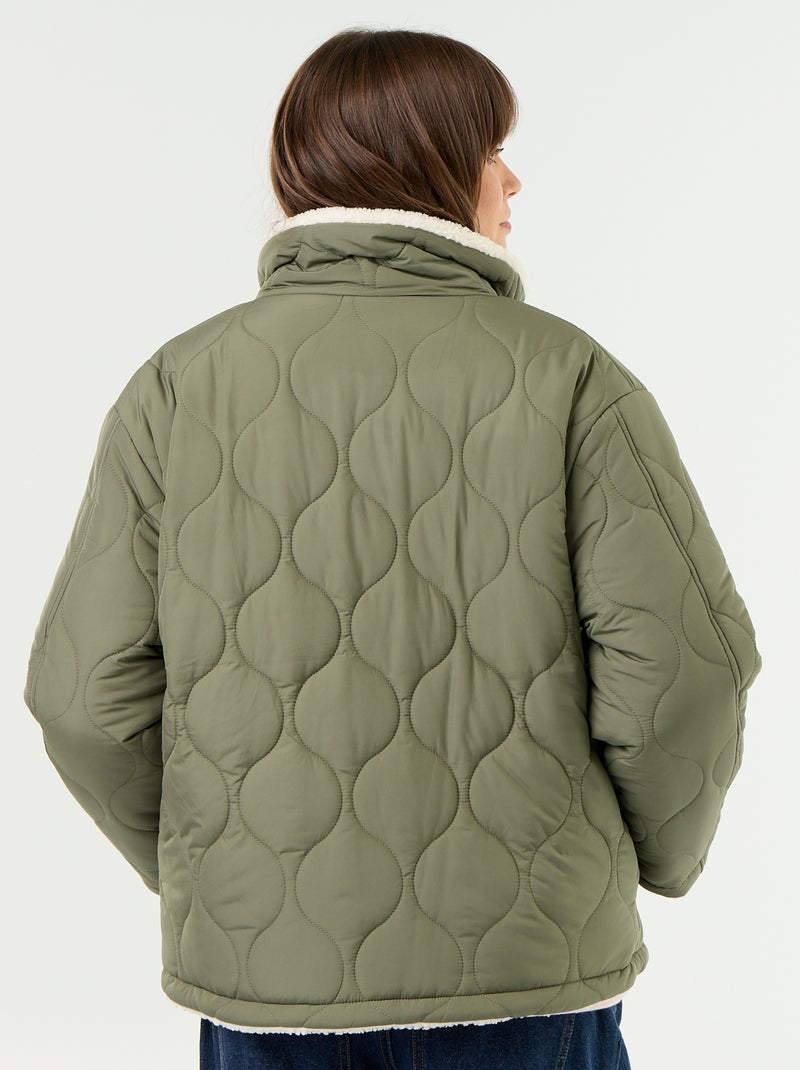 Gesteppte Umstands-Steppjacke mit Sherpa-Innenfutter Khaki - Kiabi