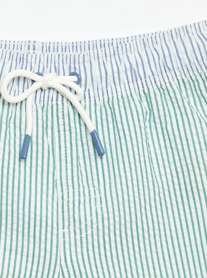Gestreifte Badeshorts mit Kordelzug Grün - Kiabi