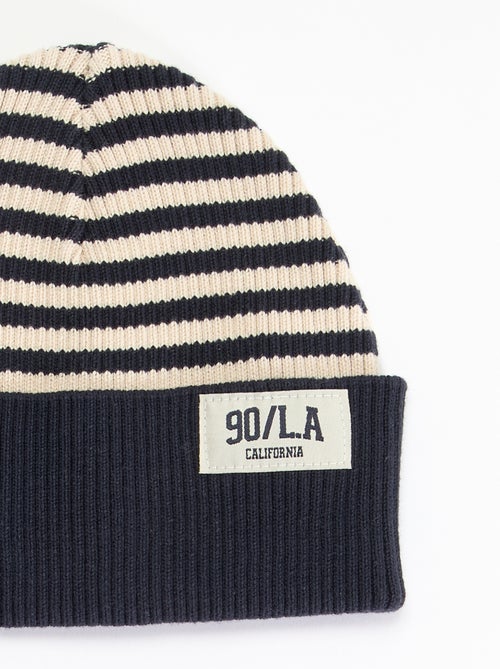 Gestreifte Beanie mit Umschlag - Kiabi