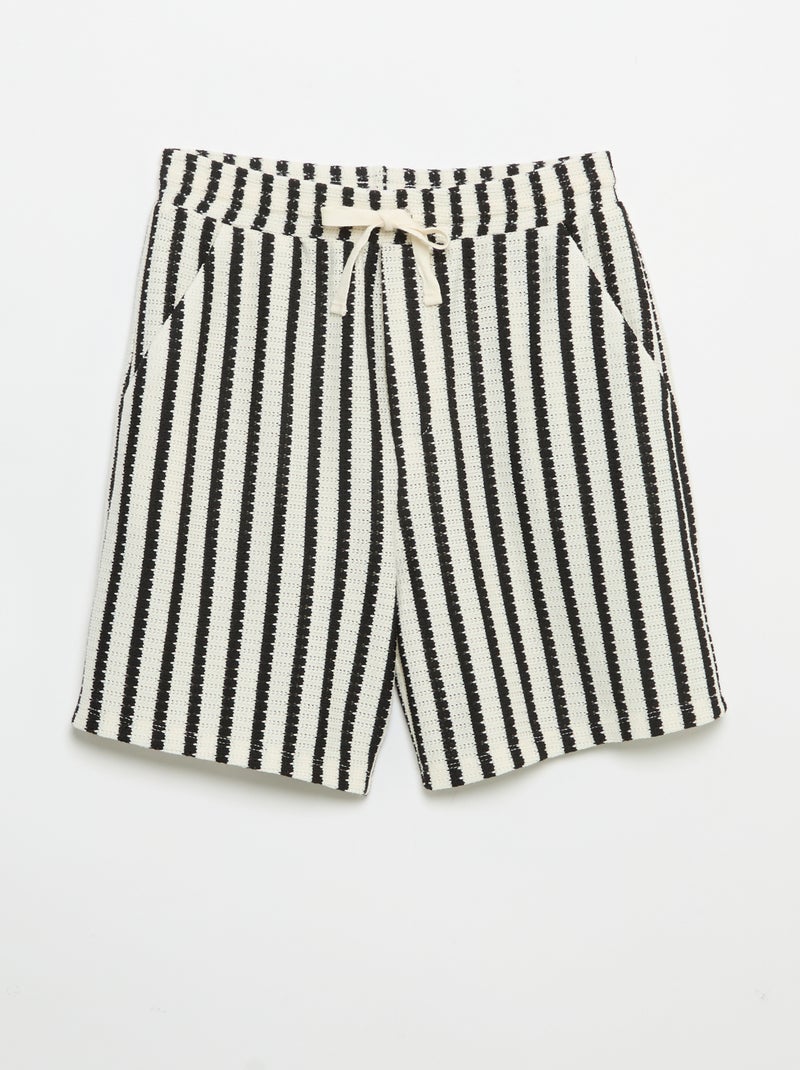 Gestreifte Häkel-Shorts Blanc - Kiabi