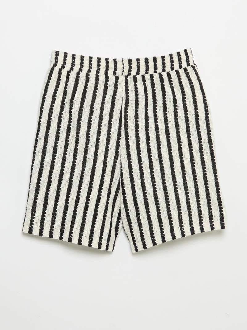 Gestreifte Häkel-Shorts Blanc - Kiabi