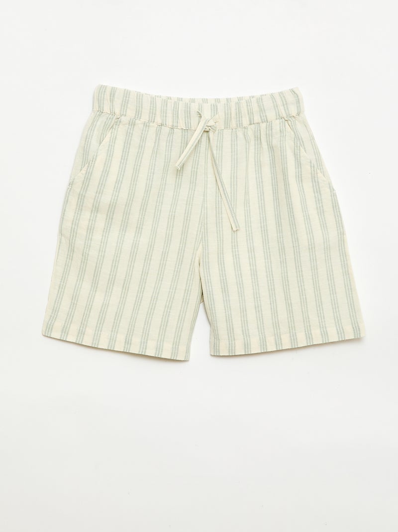Gestreifte Hemd-Shorts-Kombi Grün - Kiabi