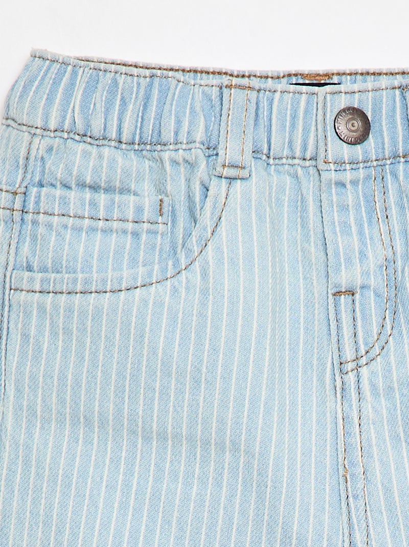 Gestreifte Jeanshose aus Baumwolle mit verstellbarem Bund Blau - Kiabi